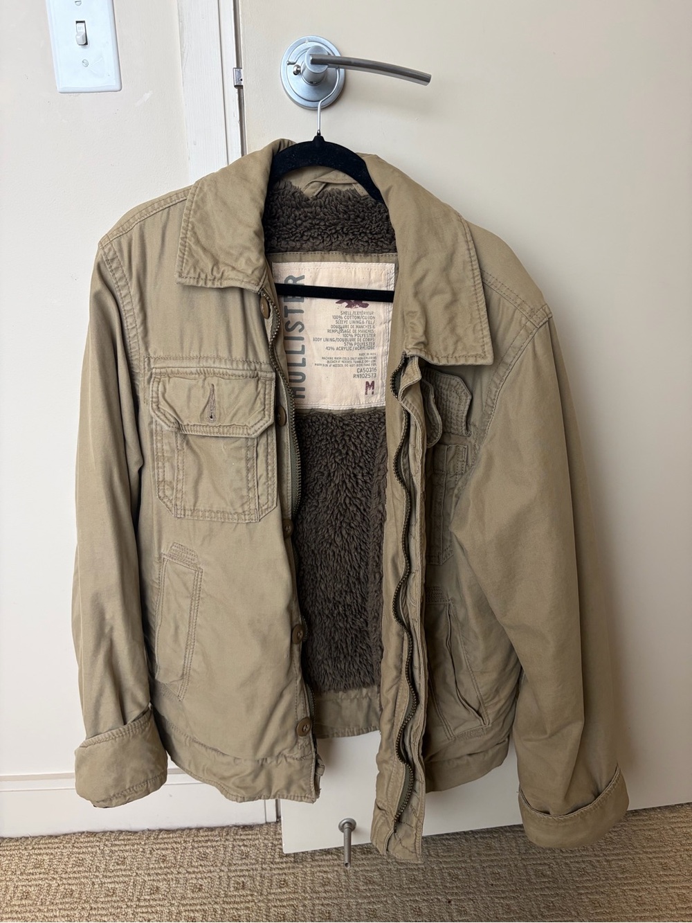Hollister Men's Tan Sherpa Utility Jacket